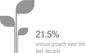Infographic 3: 21.5% annual growth over the last decade