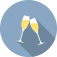 Two champagne glasses icon in a circle