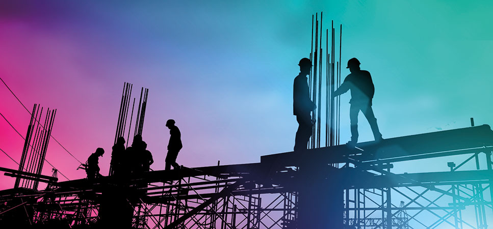 silhouette engineer contruction workers