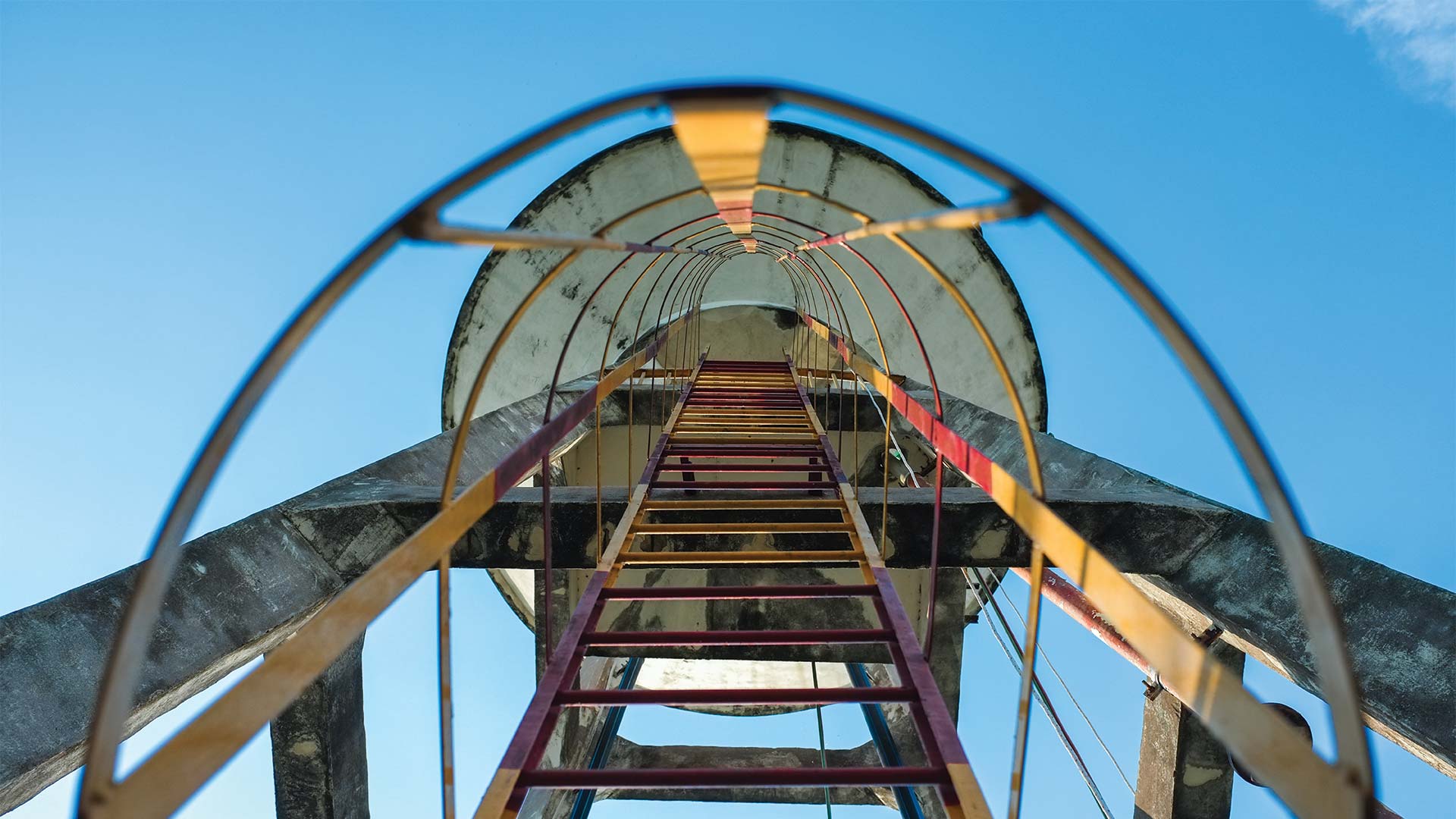 View inside a safety ladder tower