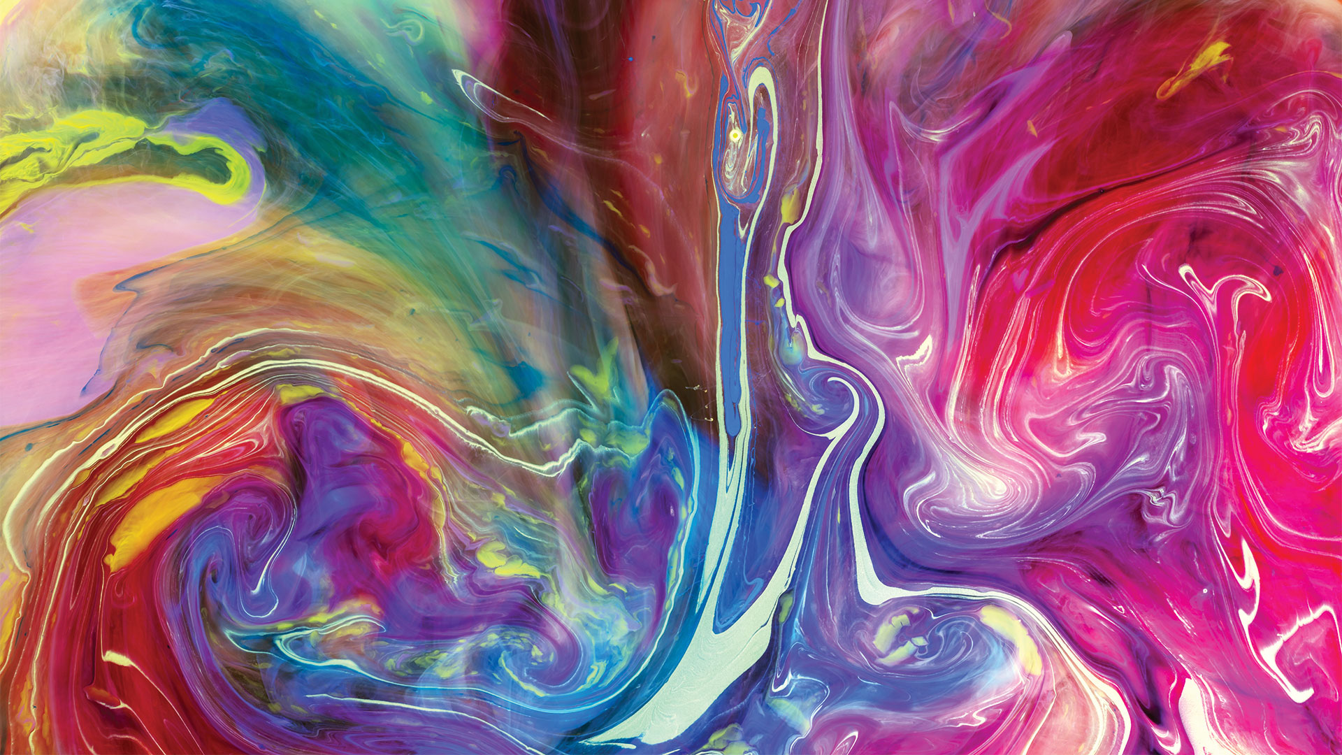 Colourful liquid running into each other