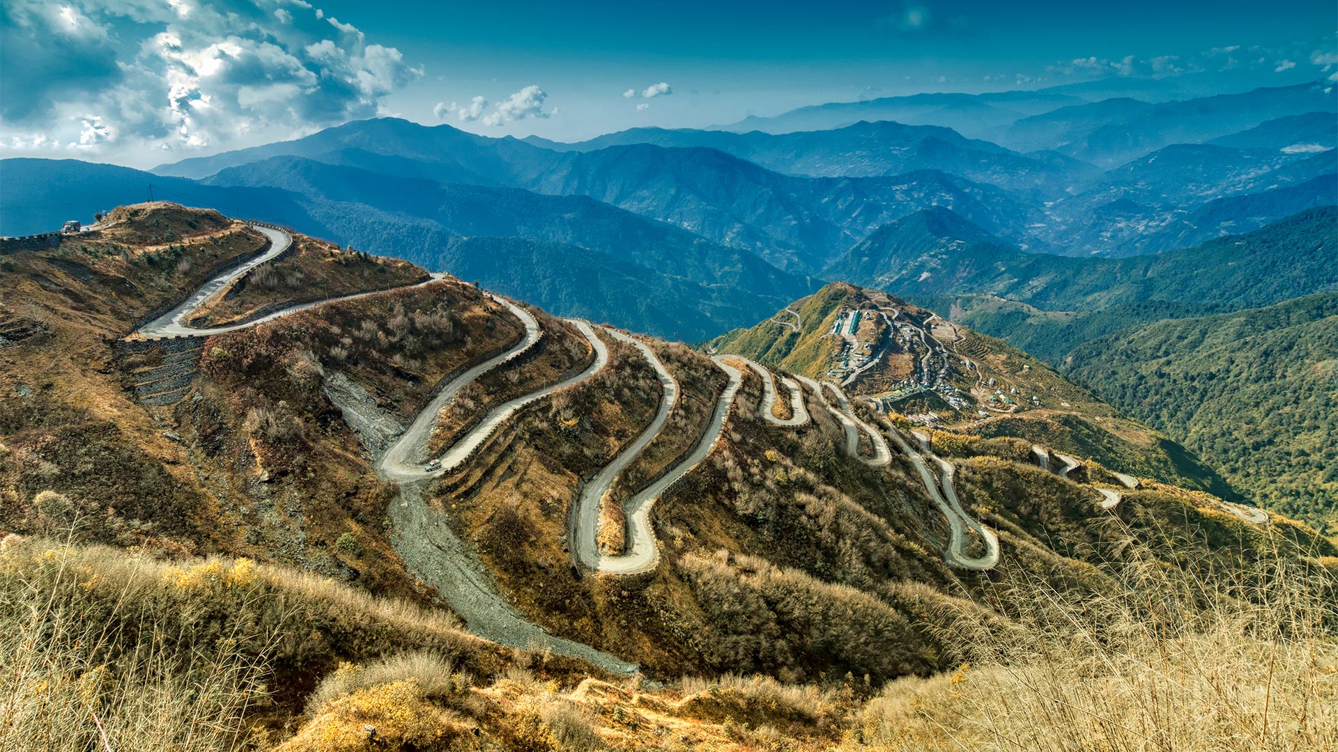 Beautiful curvy roads down a mountain