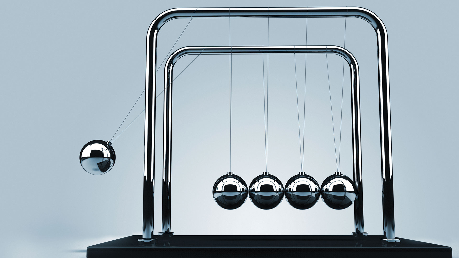 Newtons cradle swinging to the left