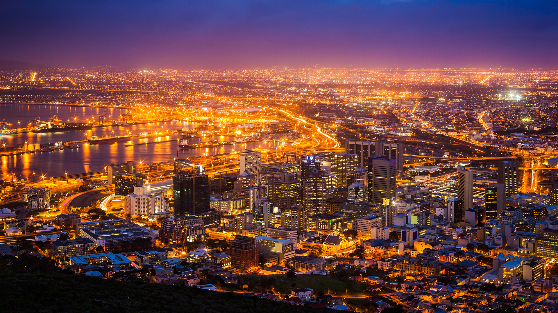 View of Cape Town, South Africa at dawn