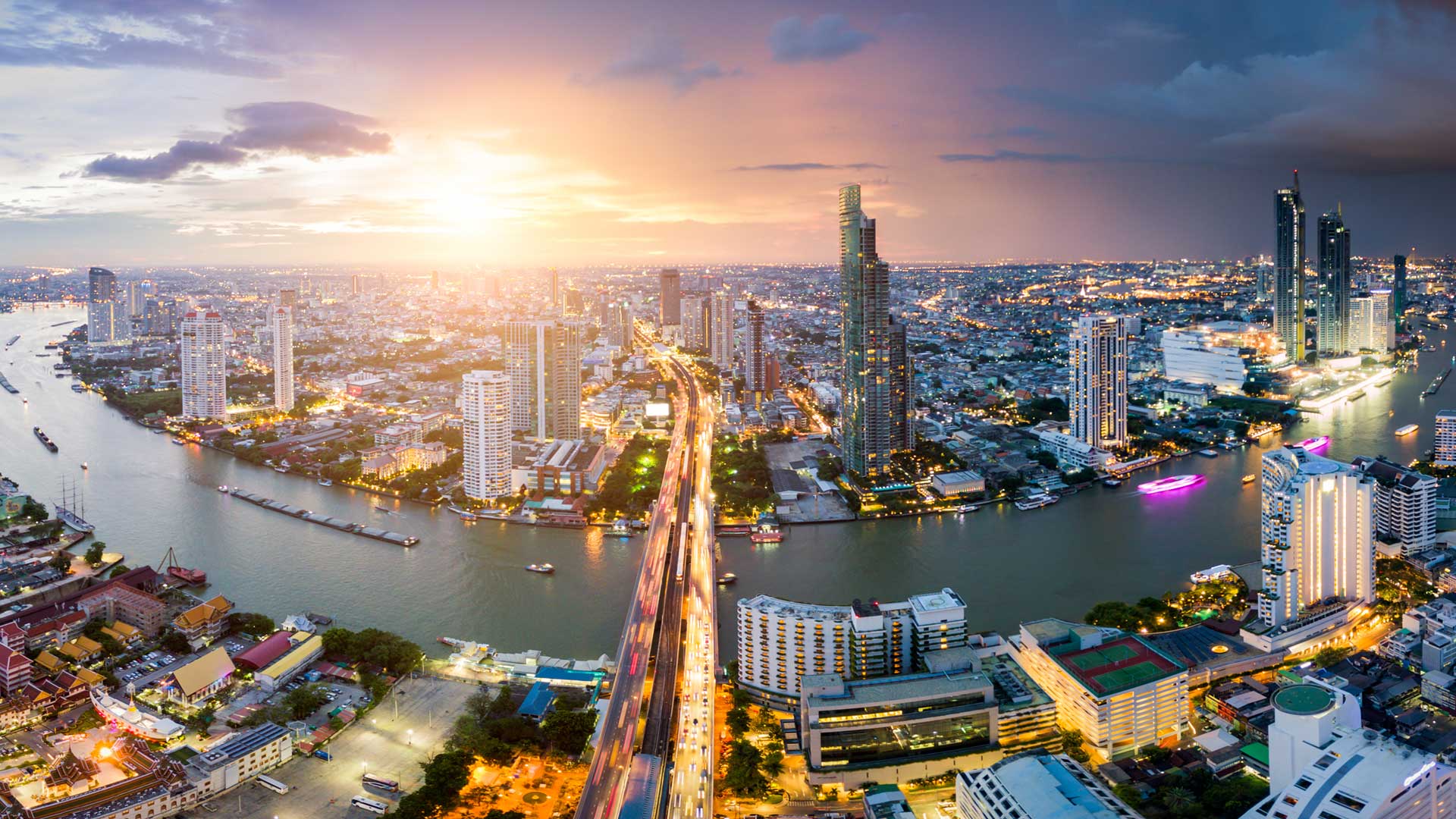 Serial view Bangkok skyline