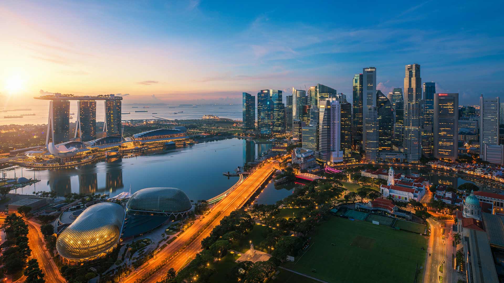 Aerial view of Singapore Business District