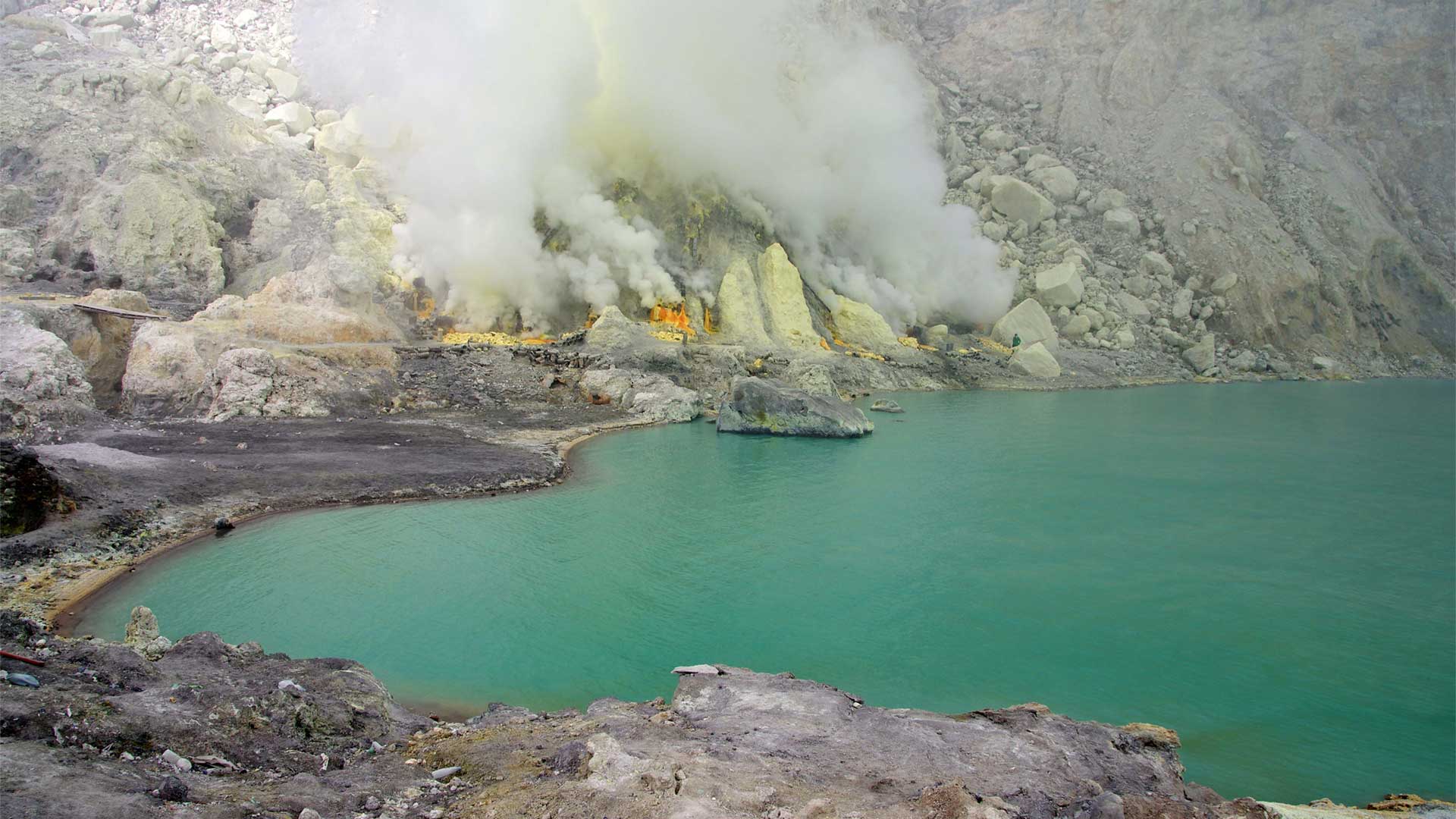 Crater, lake volcano in Indonesia