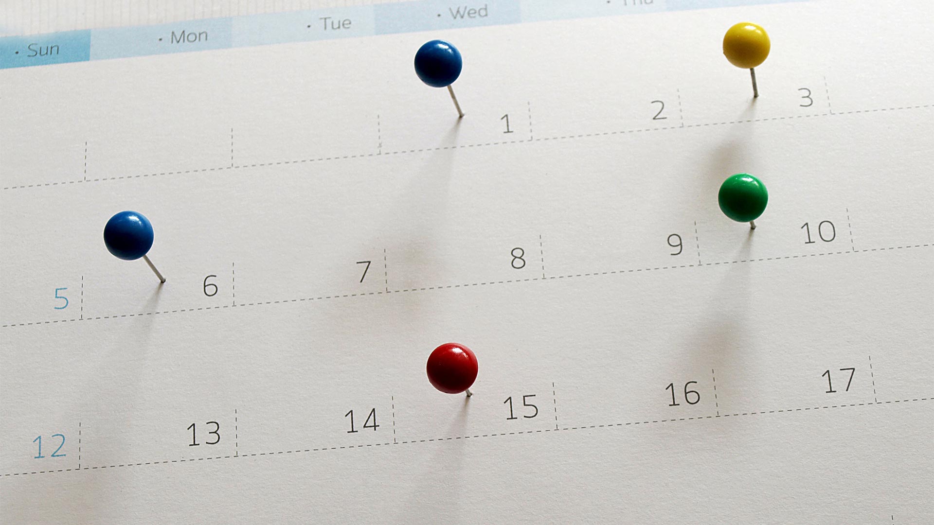 Calendar with pins on dates