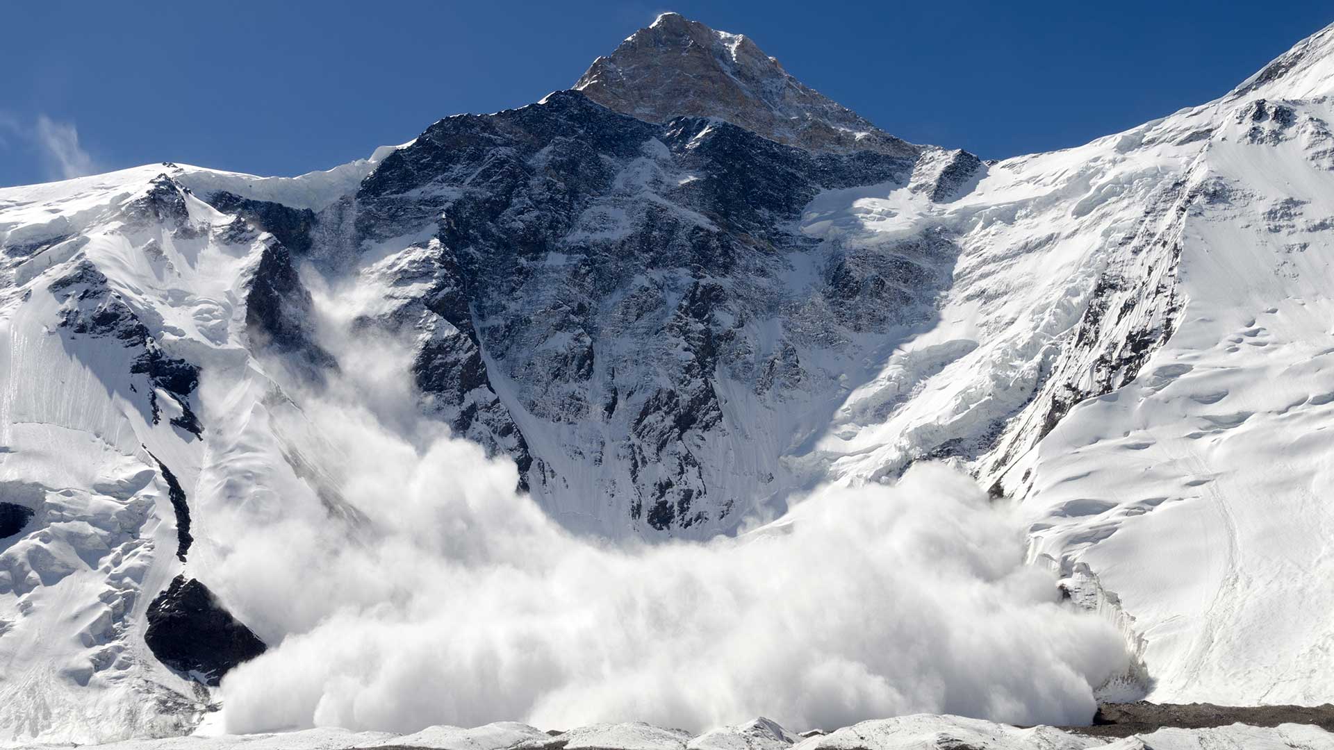 Avalanche falling from a mountain