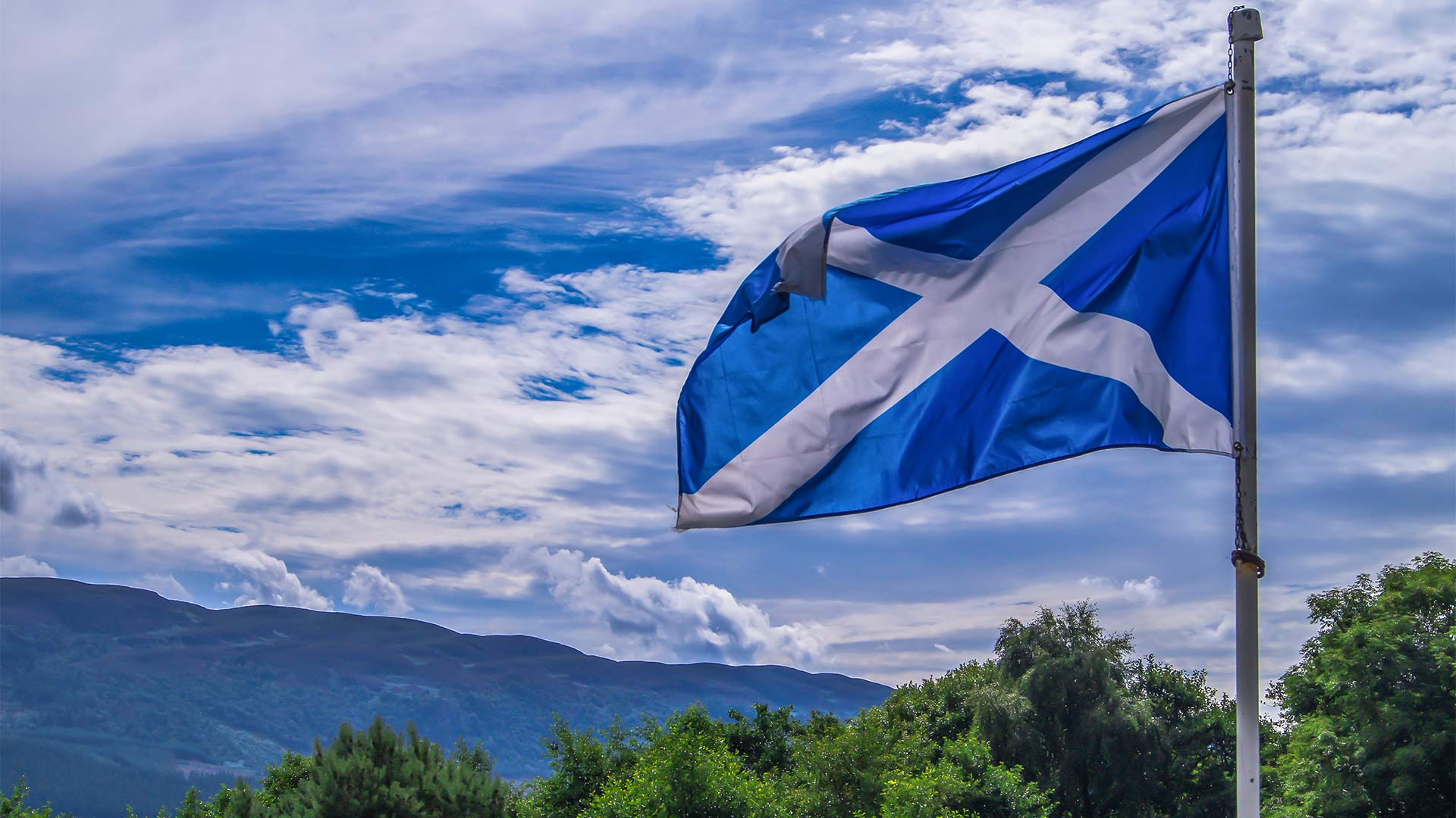 Scottish flag blowing in the wind
