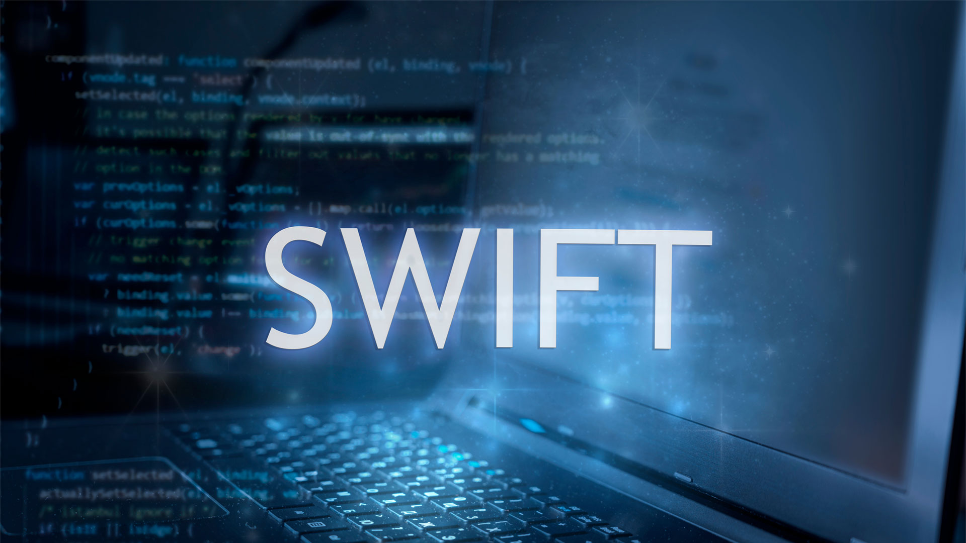 Laptop with SWIFT on top