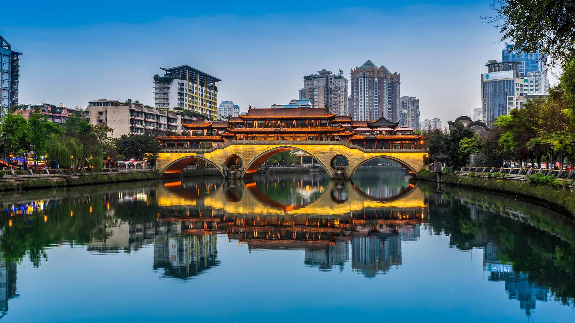 Urban architectural landscape in Jinjiang Chengdu