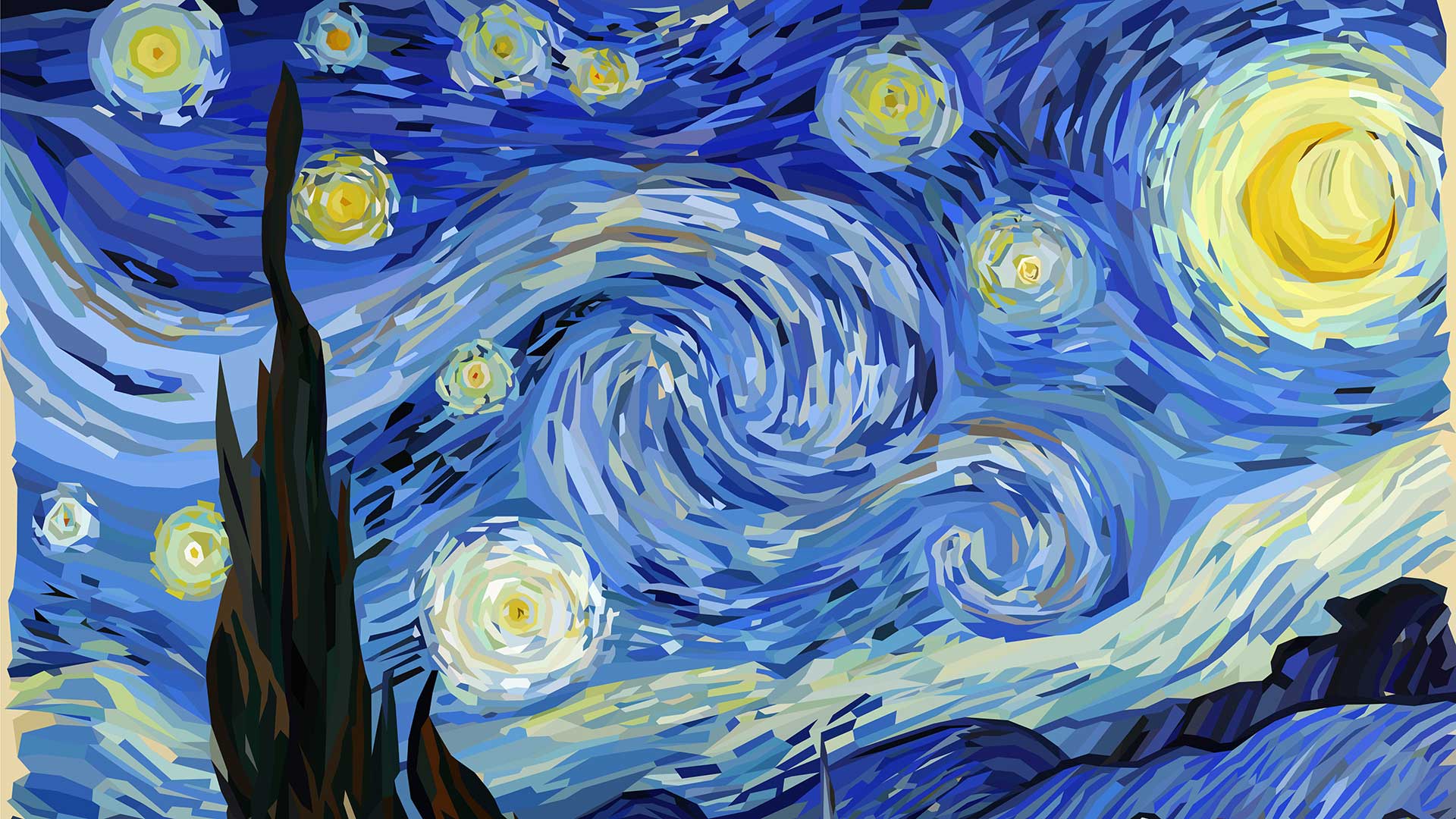 Starry Night by Vincent van Gogh painting digitalised