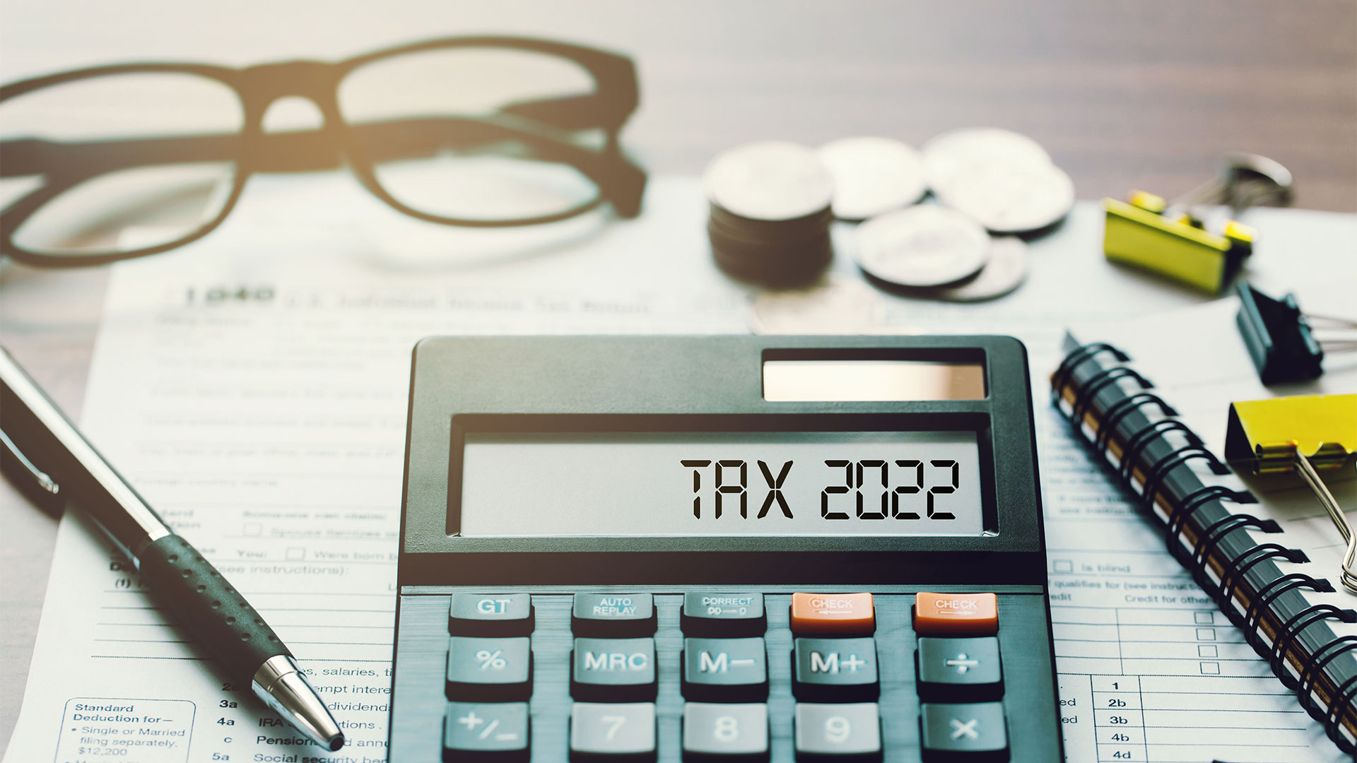 Tax 2022 being worked out on calculator