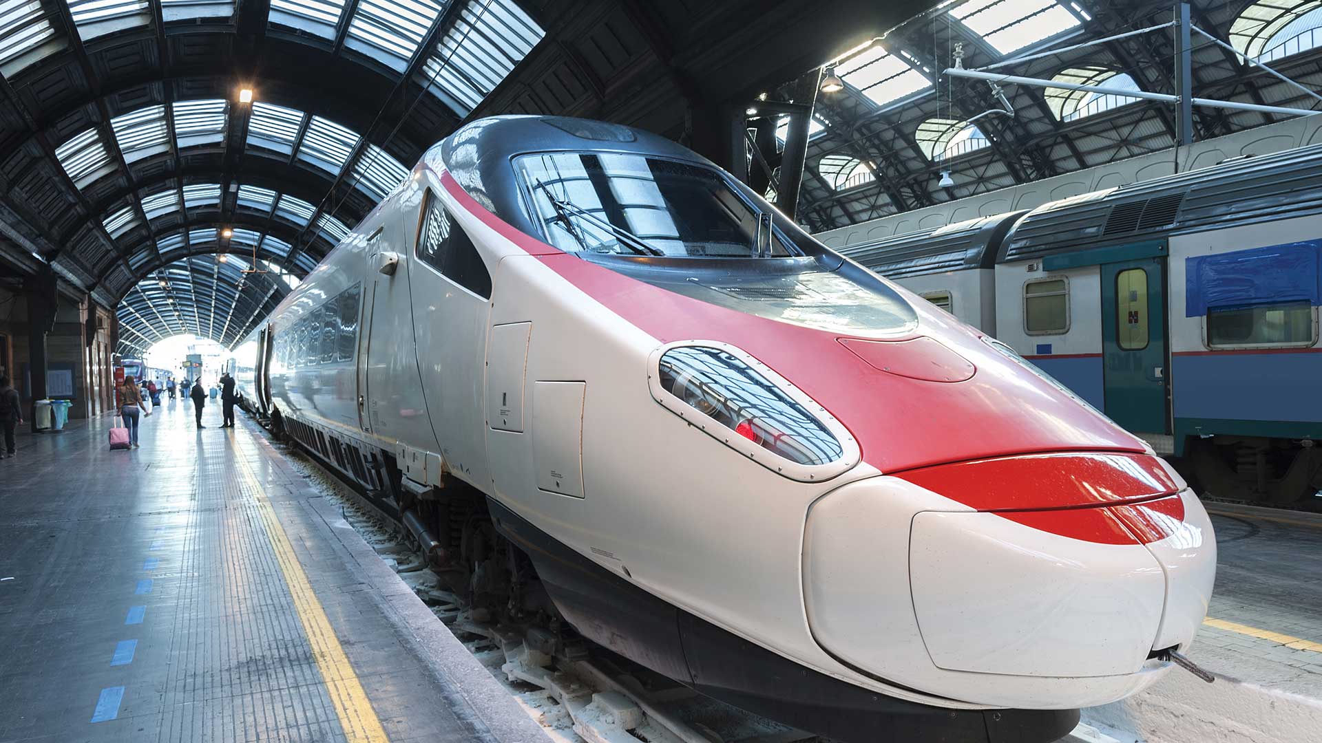 Super streamlined train in Milan central station