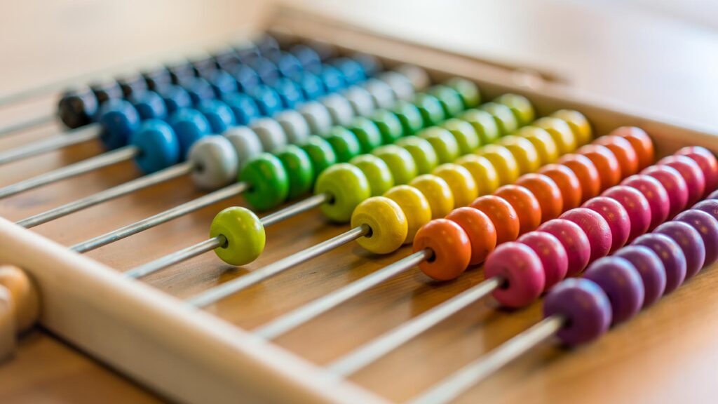 Close up of colourful abacus