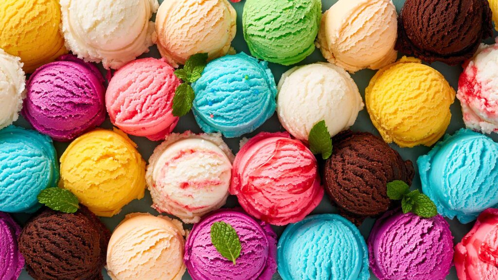 Assorted scoop of colourful ice cream