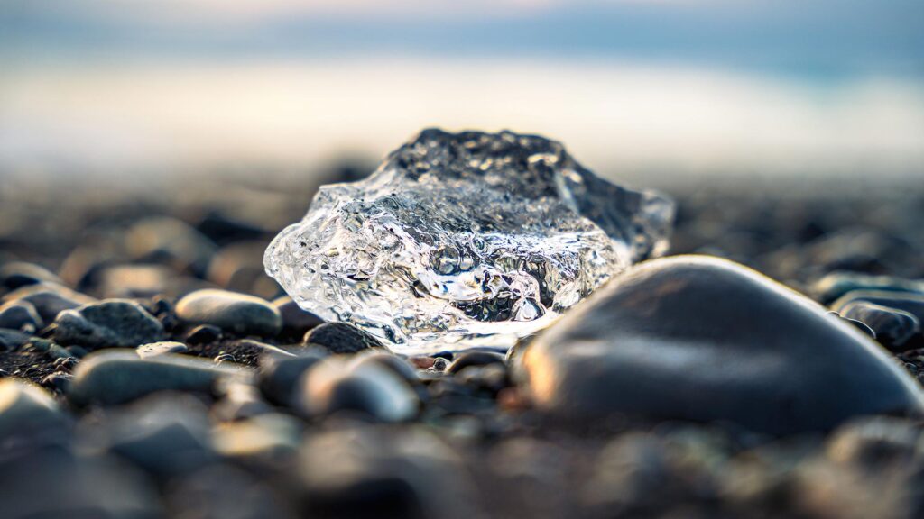 Big chunk of ice on a beach