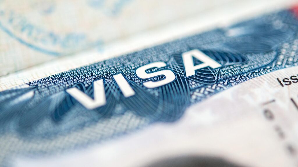 Close up of working Visa