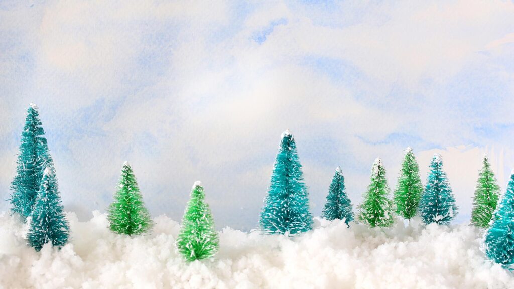 Little fake trees in fake snow