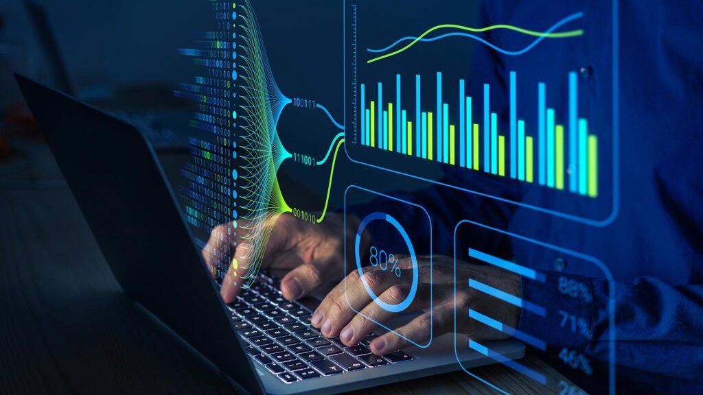 Person using AI to help analyse performance with charts and graphs