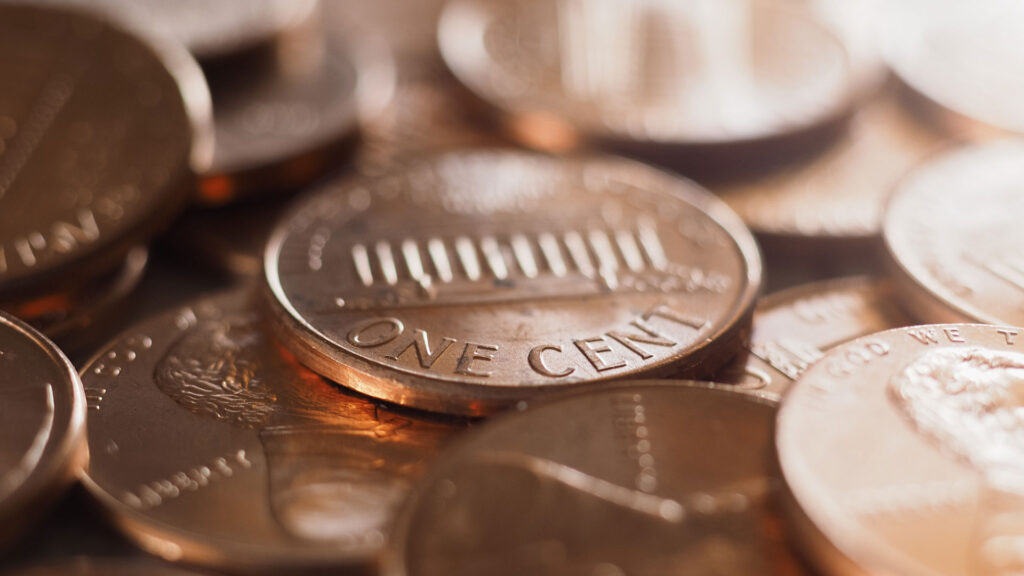 US one cent coins