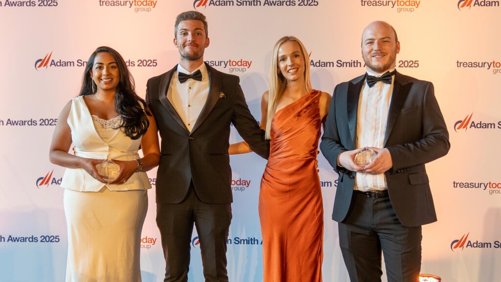 Photo of Anisha Shah, J.P. Morgan and Alex Coombe, Emma Hallett and Dan Bearman, IWG.