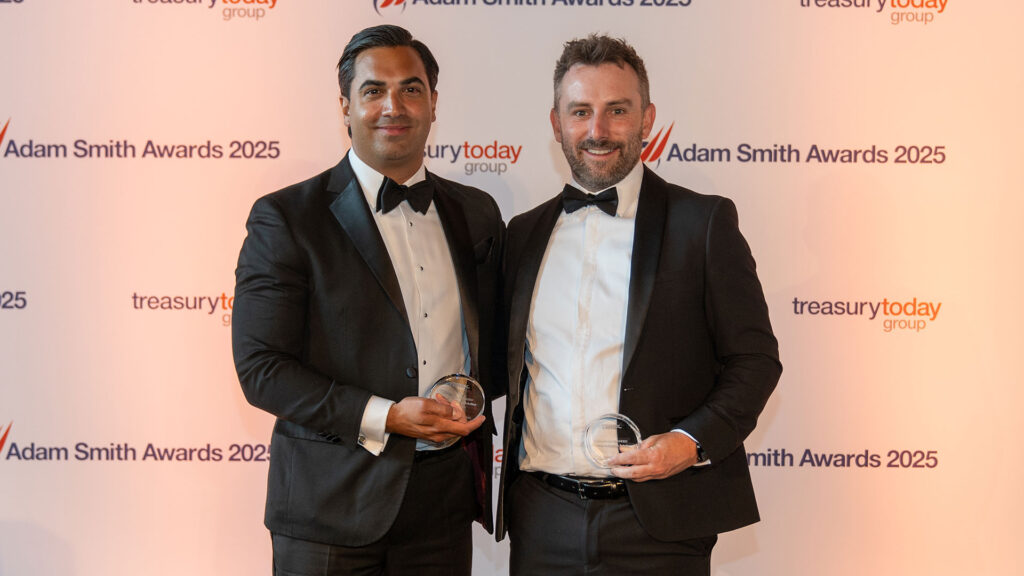 Photo of Tom Surendran, J.P. Morgan and Steven Stewart, Terex.