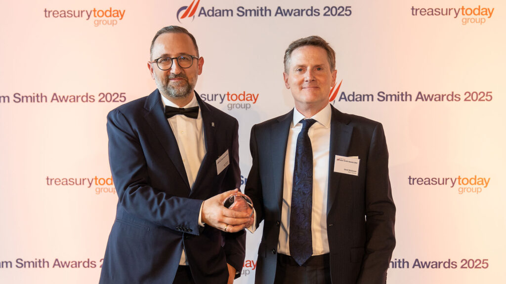 Photo of Ivan Todorov, BNP Paribas collected the award on behalf of Informa.