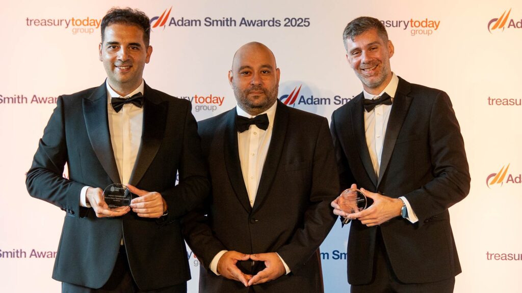 Photo of Nicholas Zenzefilis, Coca-Cola HBC, Dimitris Rousakis, Citi and Nikos Arabatzoglou, Coca-Cola HBC.