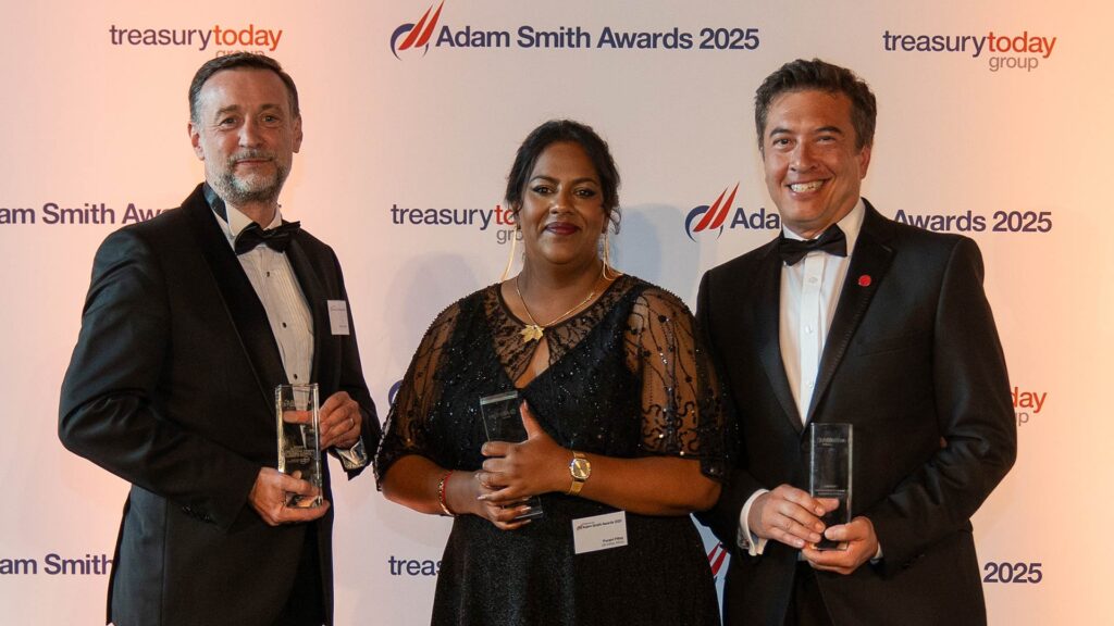 Photo of Steve Buonvino, Citi, Purani Pillay AB InBev Africa and Eric Standing, ABSA.