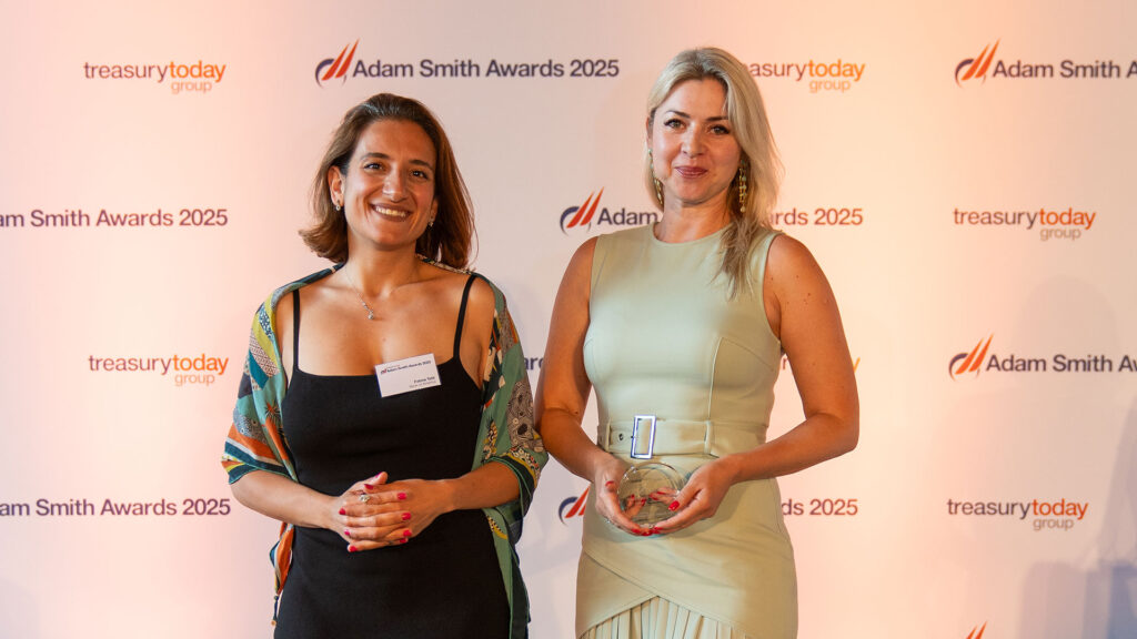 Photo of Katerina Vasilenko, Bank of America collected the award on behalf of Dollar Tree.