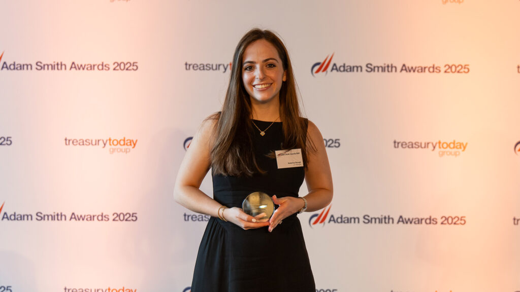 Photo of Katarina Stough, J.P. Morgan collected the award on behalf of A2A.