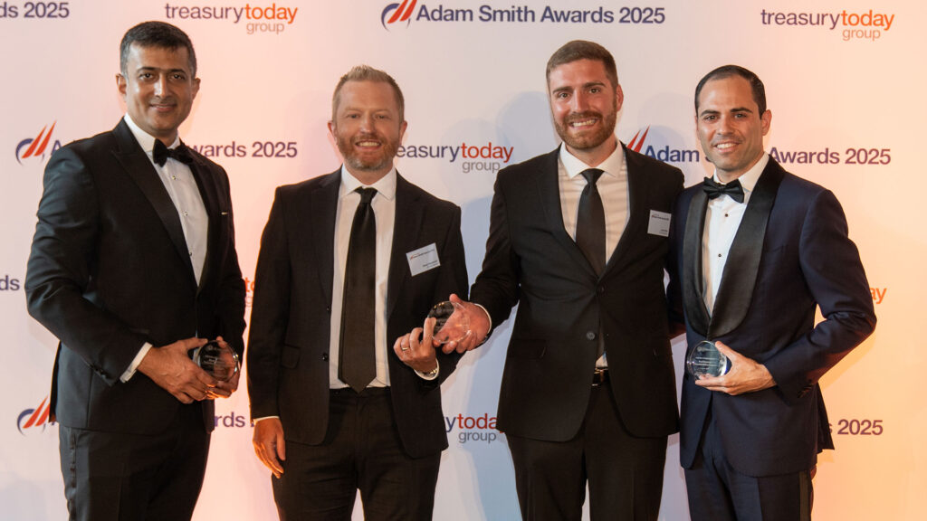Photo of Niraj Mandpe, J.P. Morgan, David Redmond and Louis Seta, GE Areospace and Adam Taplinger, PwC.