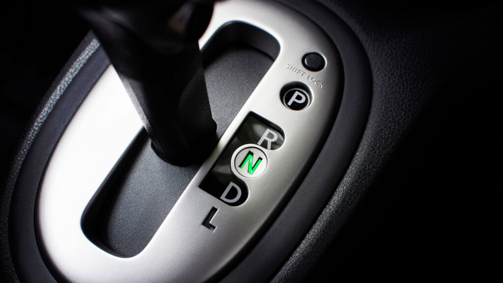 Close-up photo of gearstick in neutral.