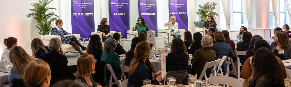 Women in Treasury US Forum 2025 panellists and audience