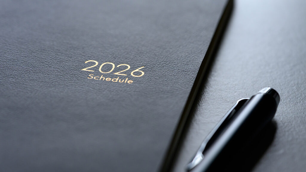 Notebook titled '2026 Schedule'
