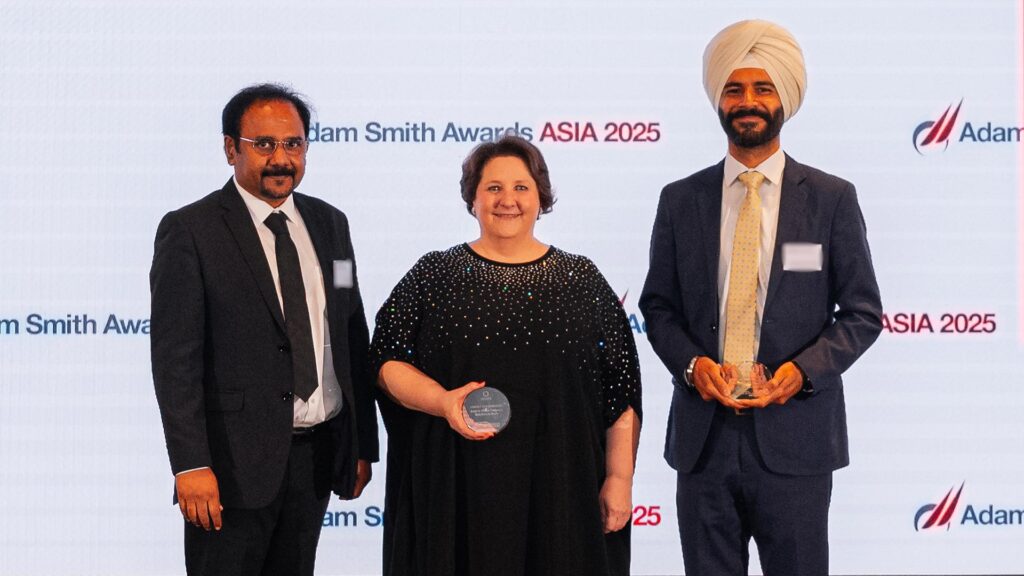 Photo of Sunil Nair and Séverine Le Blévennec, Aliaxis/Ashirvad and Karandeep Singh Batth, Citi.