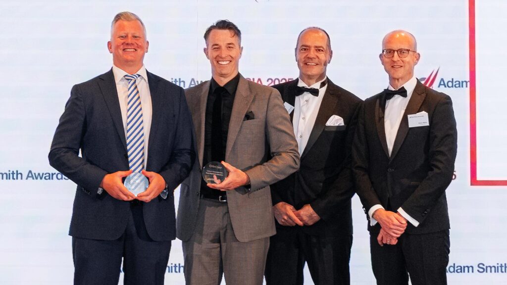 Photo of Andrew Wyndham, J.P. Morgan, Daniel Bower, Andrea Marani and Simon Blyth, FinClear Services.