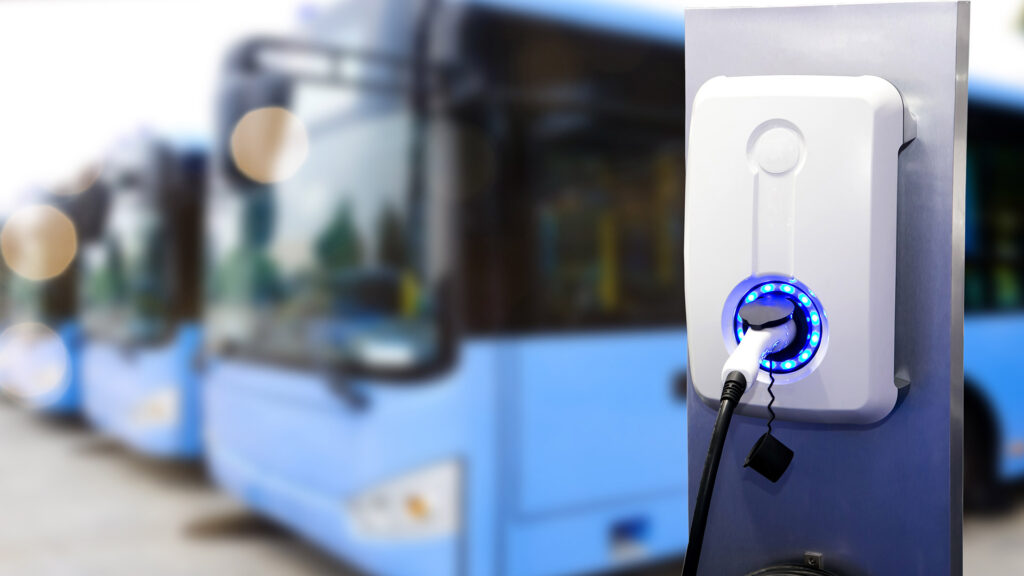 Bus depo with electric charging ports