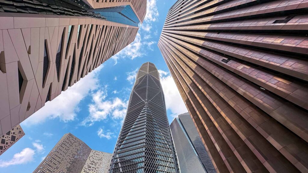 Photo below Facades high-rise.