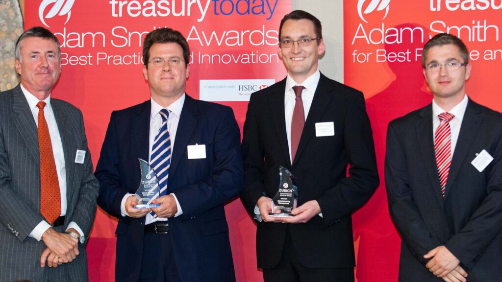 Photo of Richard Parkinson, Mathias Meisel, Claus Pahlke, Deutsche Bank and Sascha Schollmeyer, Zurich Financial.