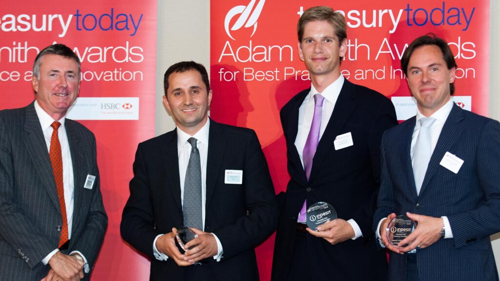 Photo of Richard Parkinson, Mustafa Kiliç, Ferry Veerman, Bank Mendes Gans and Cefas van den Tol, ING.