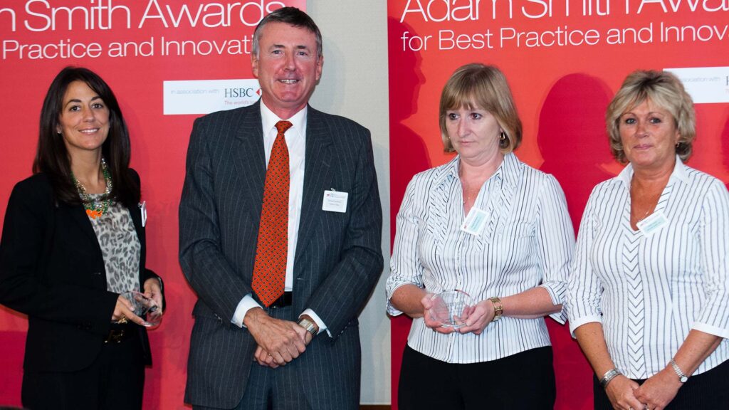 Photo of Cate Luzio, J.P. Morgan, Richard Parkinson, Angela Robson and Helen Ford from Marriott Hotels.