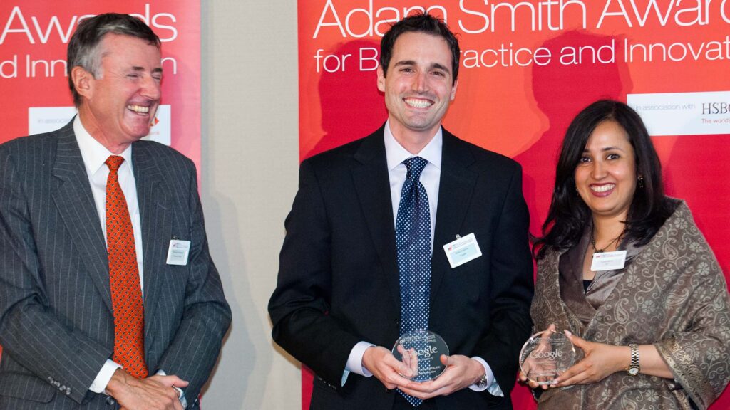 Photo of Richard Parkinson, Mike Scalora from Google accepting on behalf of Ronni Horrillo and Swati Mitra, Citi.