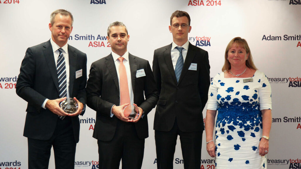 Photo of Anton Abraham and Simon Dean, Noble Group and Rich Stephenson, J.P.&nbsp;Morgan.