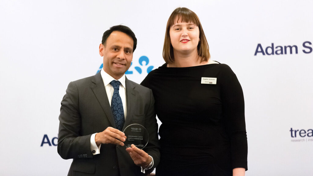 Photo of Munir Nanji, Citi collecting the award on behalf of BASF.