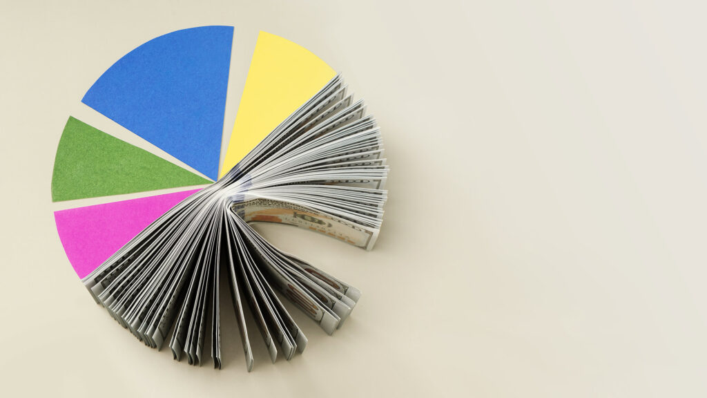 Pie chart with US dollars as a portion.