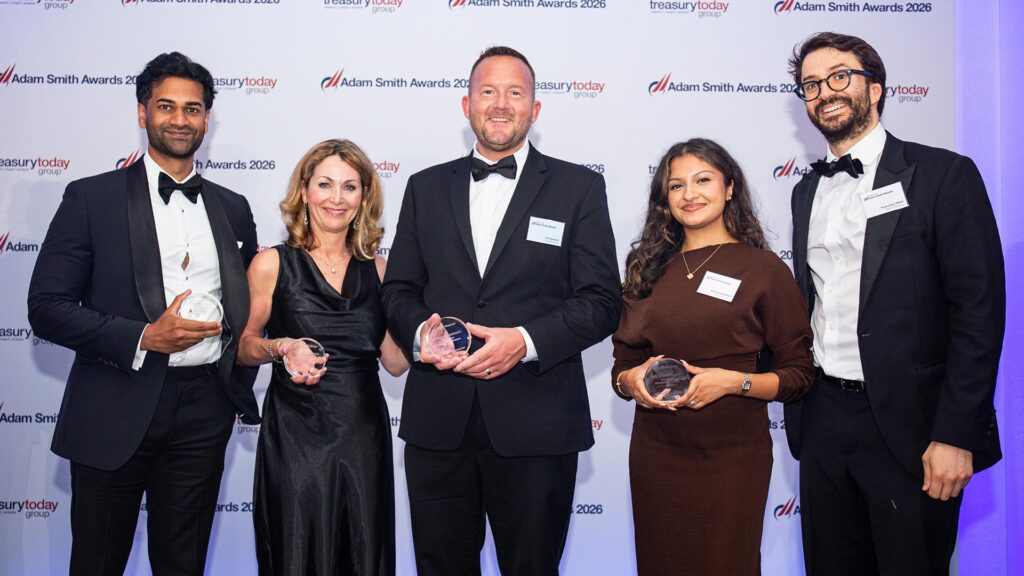 Photo of Jay Murdamoothoo, J.P. Morgan, Candace Wenzel, Citi, Jim Scurlock, Expedia Group and Anupama Adhikari, Bank of America.
