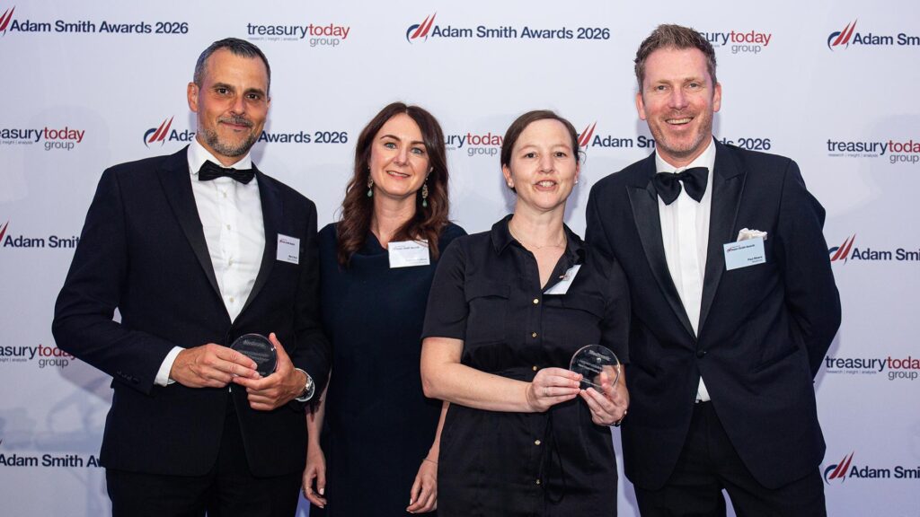 Photo of Marco Buzzi, Bank of America, Debbie Claesen and Paul Misere, Medtronic.